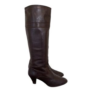 Elegant Brown Leather Knee-High Boots